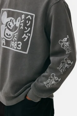 T-Shirts Et Sweat-Shirts À Motifs|Sweats À Capuche Et Sweat-Shirts|Primark Sweat-shirt Délavé à L'acide Disney Mickey Mouse X Keith Haring Gris