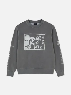 T-Shirts Et Sweat-Shirts À Motifs|Sweats À Capuche Et Sweat-Shirts|Primark Sweat-shirt Délavé à L'acide Disney Mickey Mouse X Keith Haring Gris