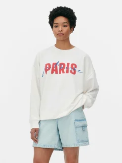 Sweats À Capuche Et Sweat-Shirts|Primark Sweat-shirt Graphique Paris Ivoire