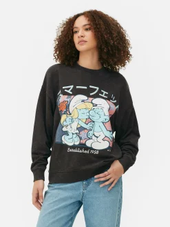 Sweats À Capuche Et Sweat-Shirts|Primark Sweat-shirt Oversize Graphique Les Schtroumpfs Anthracite