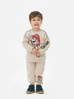 Sweats À Capuche Et Sweat-Shirts|Primark Sweat-shirt Passepoilé Super Mario à Coordonner Grège