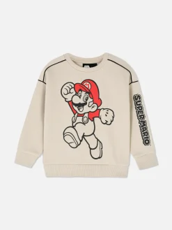 Sweats À Capuche Et Sweat-Shirts|Primark Sweat-shirt Passepoilé Super Mario à Coordonner Grège