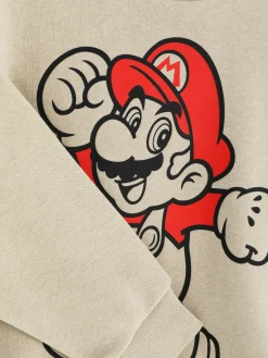 Sweats À Capuche Et Sweat-Shirts|Primark Sweat-shirt Passepoilé Super Mario à Coordonner Grège