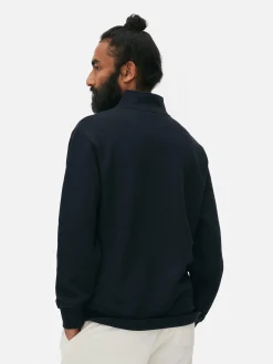 Sweats À Capuche Et Sweat-Shirts|Primark Sweat-shirt Texturé à Col Zippé Et Motif Géométrique Bleu marine