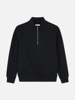 Sweats À Capuche Et Sweat-Shirts|Primark Sweat-shirt Texturé à Col Zippé Et Motif Géométrique Bleu marine