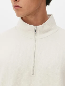 Sweats À Capuche Et Sweat-Shirts|Primark Sweat-shirt Texturé à Col Zippé Et Motif Géométrique Écru