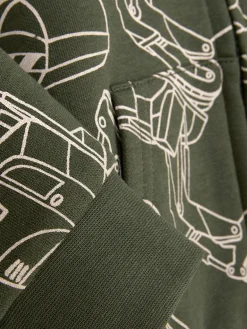 Sweats À Capuche Et Sweat-Shirts|Primark Sweat-shirt Zippé à Capuche Graphique à Coordonner Kaki