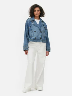 Denim|Manteaux Et Vestes|Primark Trench Court En Denim Bleu moyen