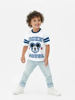 Hauts Et T-Shirts|Primark T-shirt à Bords Contrastés Disney Mickey Mouse Écru