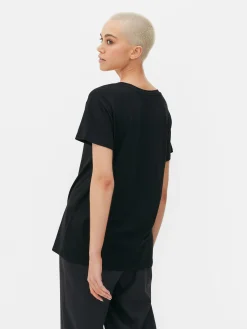 Hauts Et T-Shirts|Primark T-shirt à Col En V En Coton Mélangé Noir