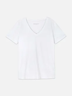 Hauts Et T-Shirts|Primark T-shirt à Col En V Et Manches Courtes Blanc