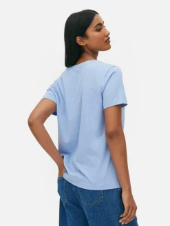 Hauts Et T-Shirts|Primark T-shirt à Col En V Et Manches Courtes Bleu moyen
