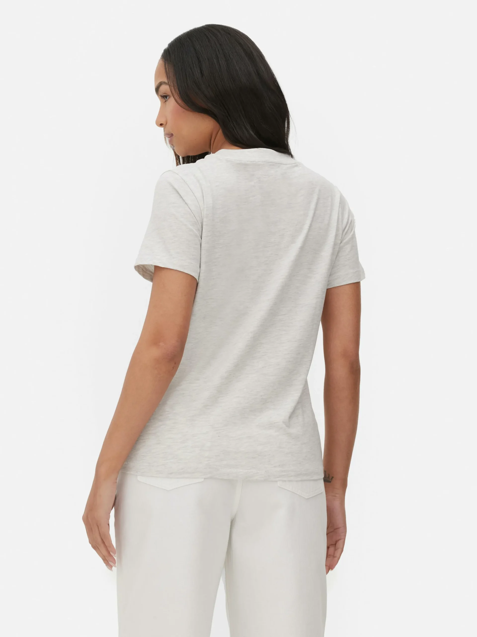 Hauts Et T-Shirts|Primark T-shirt à Col Ras-du-cou Gris chiné