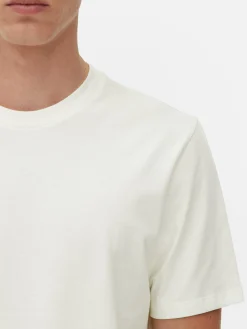 Hauts Et T-Shirts|Primark T-shirt à Col Ras-du-cou Coupe Regular Écru