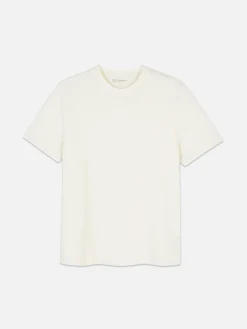 Hauts Et T-Shirts|Primark T-shirt à Col Ras-du-cou Coupe Regular Écru
