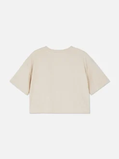 Hauts Et T-Shirts|Primark T-shirt à Col Ras-du-cou Et Manches Courtes Grège