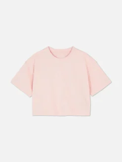 Hauts Et T-Shirts|Primark T-shirt à Col Ras-du-cou Et Manches Courtes Rose