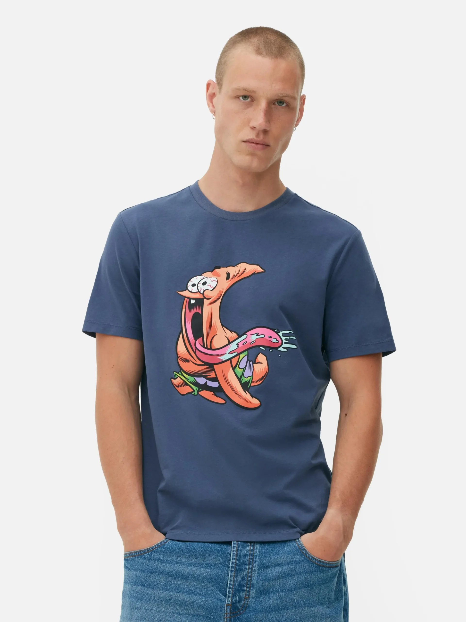 Hauts Et T-Shirts|Primark T-shirt à Imprimé Bob L'éponge Patrick Bleu marine