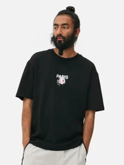 Hauts Et T-Shirts|Primark T-shirt à Imprimé Floral Paris Noir