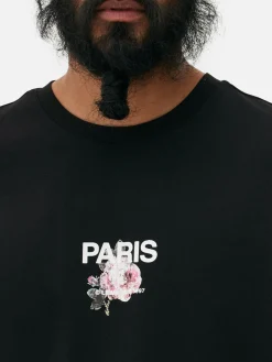Hauts Et T-Shirts|Primark T-shirt à Imprimé Floral Paris Noir