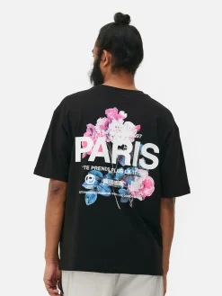 Hauts Et T-Shirts|Primark T-shirt à Imprimé Floral Paris Noir