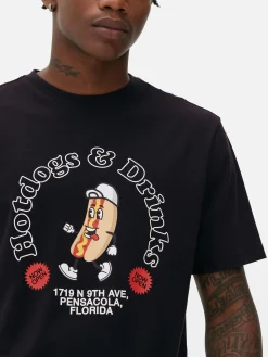 Hauts Et T-Shirts|Primark T-shirt à Imprimé Hot-dog Noir