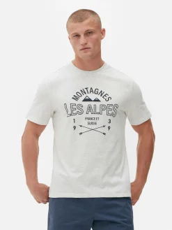 Hauts Et T-Shirts|Primark T-shirt à Imprimé Les Alpes Gris chiné