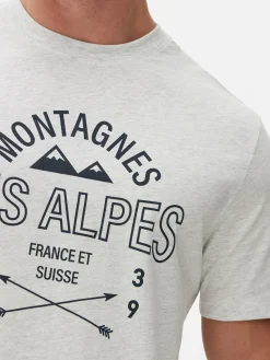 Hauts Et T-Shirts|Primark T-shirt à Imprimé Les Alpes Gris chiné