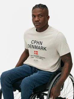 Hauts Et T-Shirts|Primark T-shirt à Manches Courtes Copenhague Écru