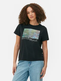 Hauts Et T-Shirts|Primark T-shirt à Manches Courtes Claude Monet Noir