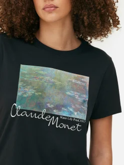 Hauts Et T-Shirts|Primark T-shirt à Manches Courtes Claude Monet Noir