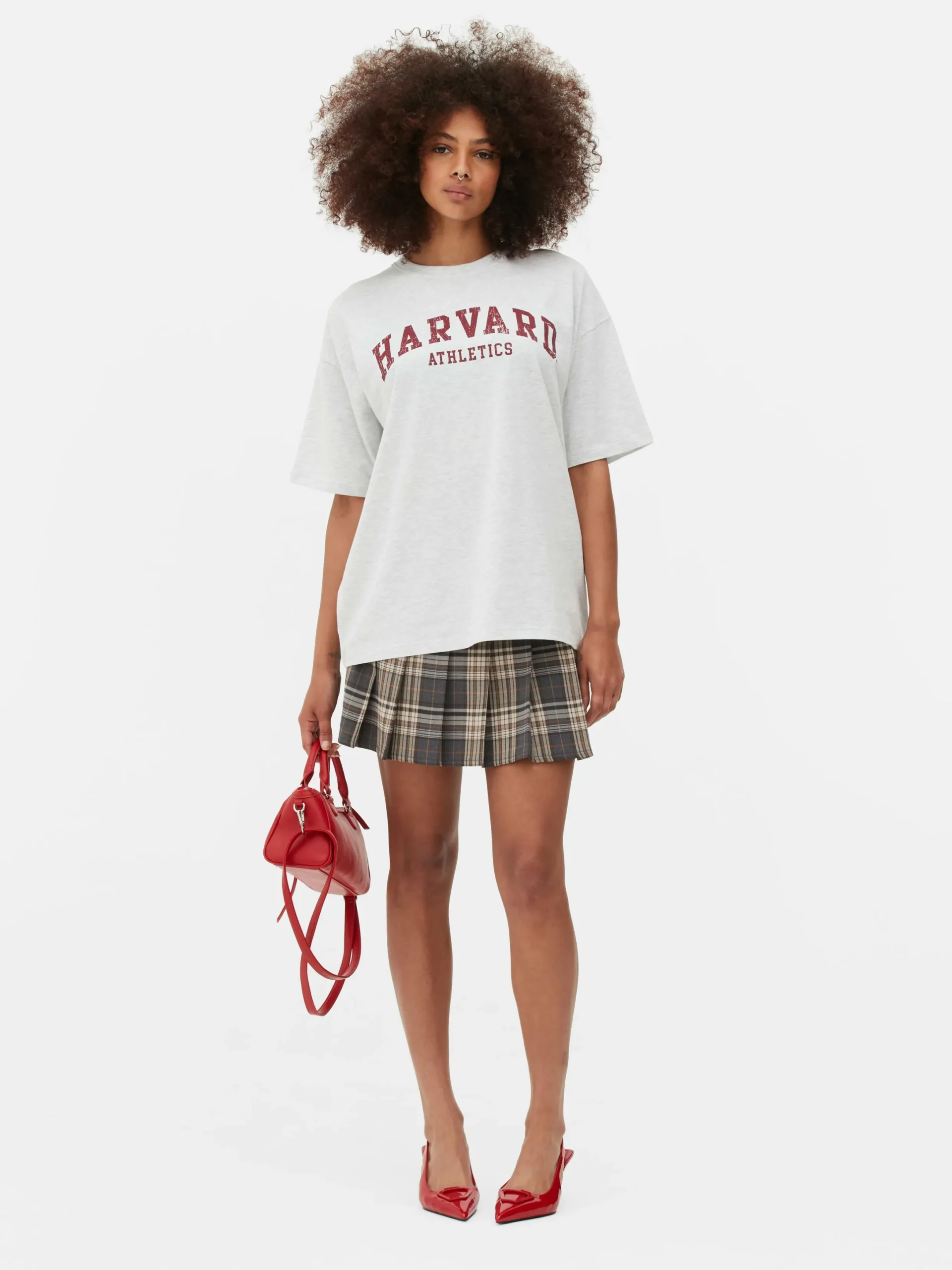 Hauts Et T-Shirts|Primark T-shirt à Manches Courtes Harvard Gris chiné