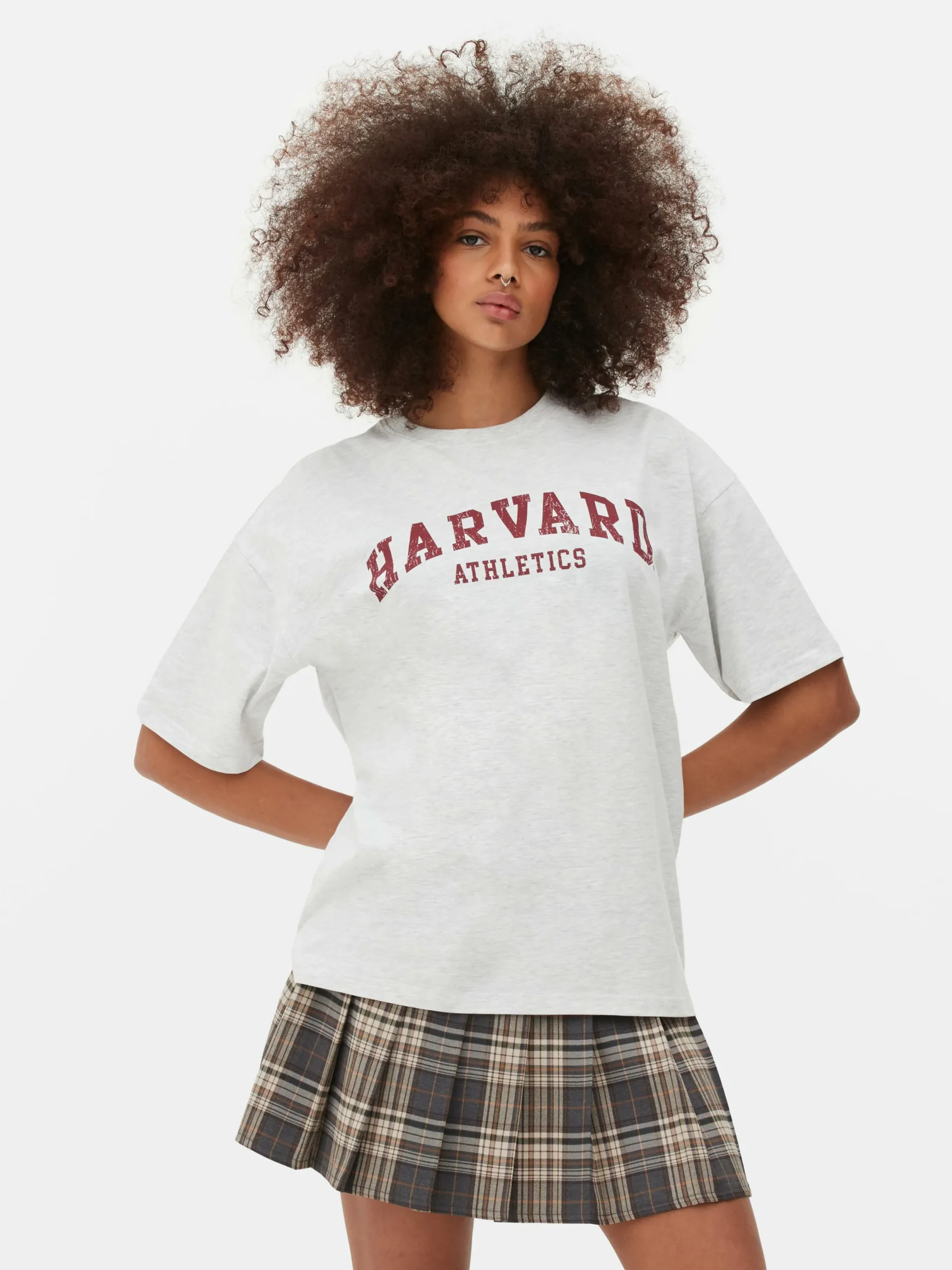 Hauts Et T-Shirts|Primark T-shirt à Manches Courtes Harvard Gris chiné