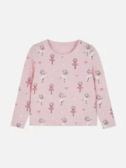 Hauts Et T-Shirts|Primark T-shirt à Manches Longues Et Motif Ballet Rose