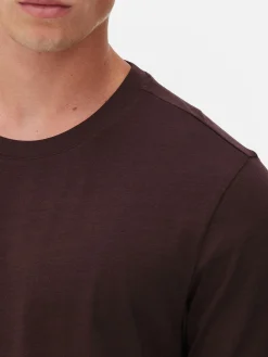 Hauts Et T-Shirts|Primark T-shirt à Manches Longues En Coton Bordeaux