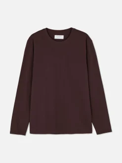 Hauts Et T-Shirts|Primark T-shirt à Manches Longues En Coton Bordeaux