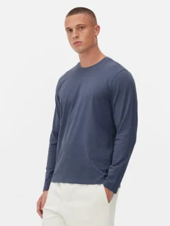 Hauts Et T-Shirts|Primark T-shirt à Manches Longues En Coton Bleu