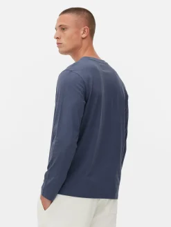 Hauts Et T-Shirts|Primark T-shirt à Manches Longues En Coton Bleu