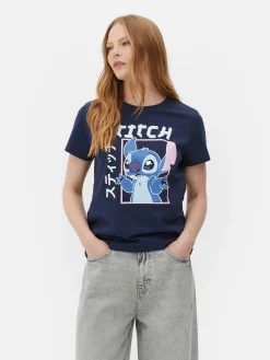 Hauts Et T-Shirts|Primark T-shirt à Motif Style Manga Disney Lilo & Stitch Bleu marine