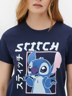Hauts Et T-Shirts|Primark T-shirt à Motif Style Manga Disney Lilo & Stitch Bleu marine