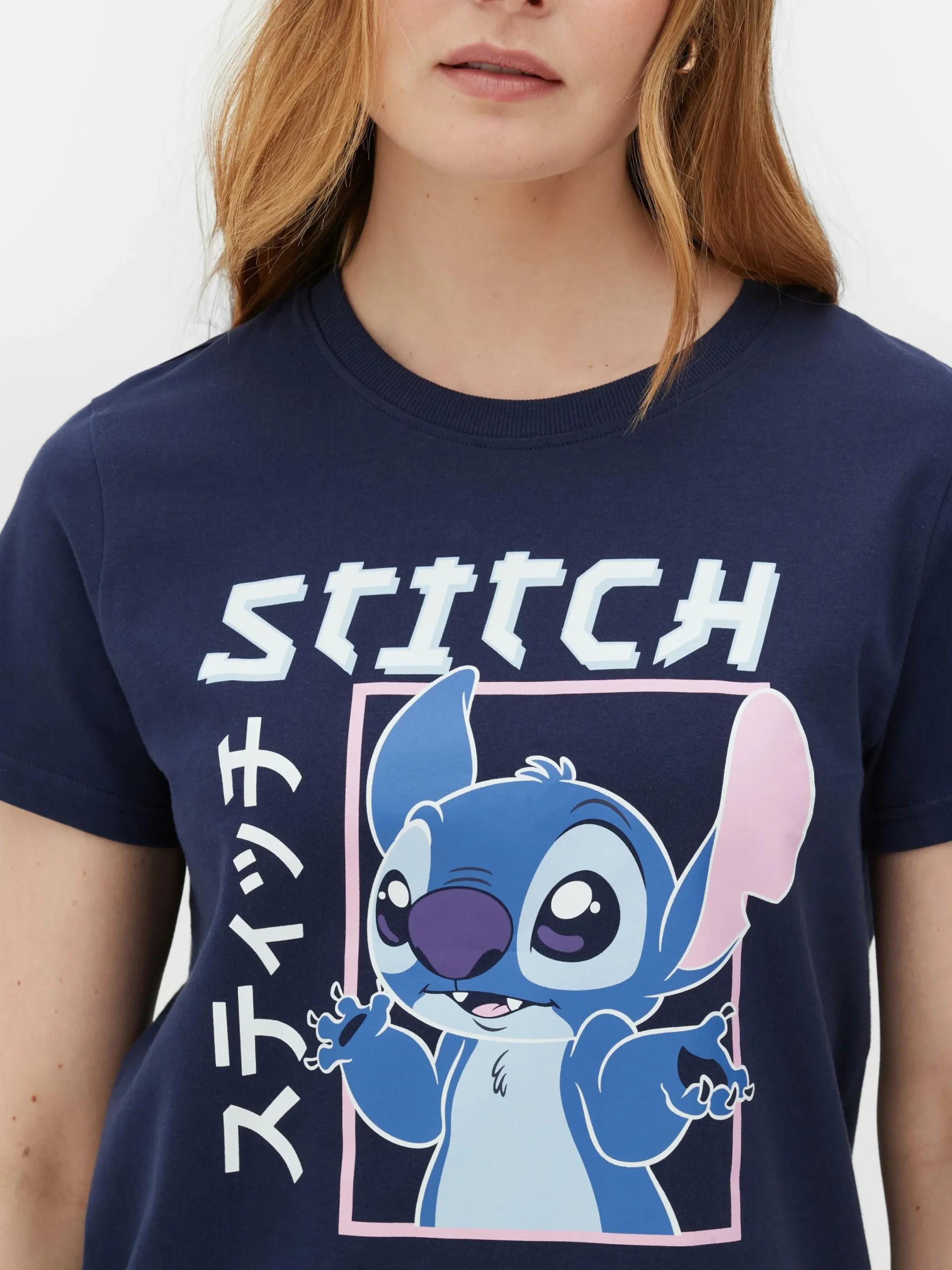 Hauts Et T-Shirts|Primark T-shirt à Motif Style Manga Disney Lilo & Stitch Bleu marine
