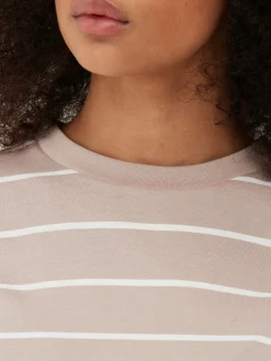 Hauts Et T-Shirts|Primark T-shirt à Rayures Et à Col Ras-du-cou Fauve