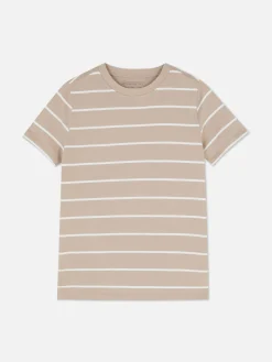 Hauts Et T-Shirts|Primark T-shirt à Rayures Et à Col Ras-du-cou Fauve