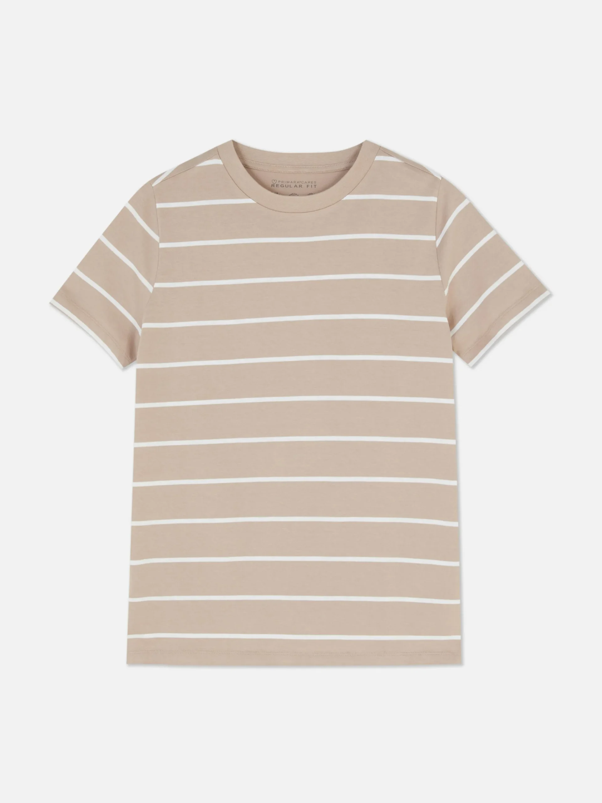 Hauts Et T-Shirts|Primark T-shirt à Rayures Et à Col Ras-du-cou Fauve