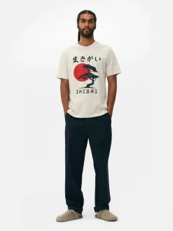 Hauts Et T-Shirts|Primark T-shirt Avec Imprimé Arbre Japonais Écru