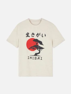 Hauts Et T-Shirts|Primark T-shirt Avec Imprimé Arbre Japonais Écru