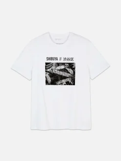 Hauts Et T-Shirts|Primark T-shirt Avec Photographie Carrefour De Shibuya Blanc