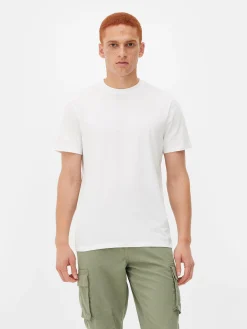 Hauts Et T-Shirts|Primark T-shirt Col Ras-du-cou Coupe Regular Blanc