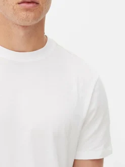 Hauts Et T-Shirts|Primark T-shirt Col Ras-du-cou Coupe Regular Blanc
