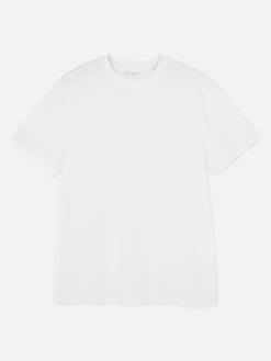Hauts Et T-Shirts|Primark T-shirt Col Ras-du-cou Coupe Regular Blanc